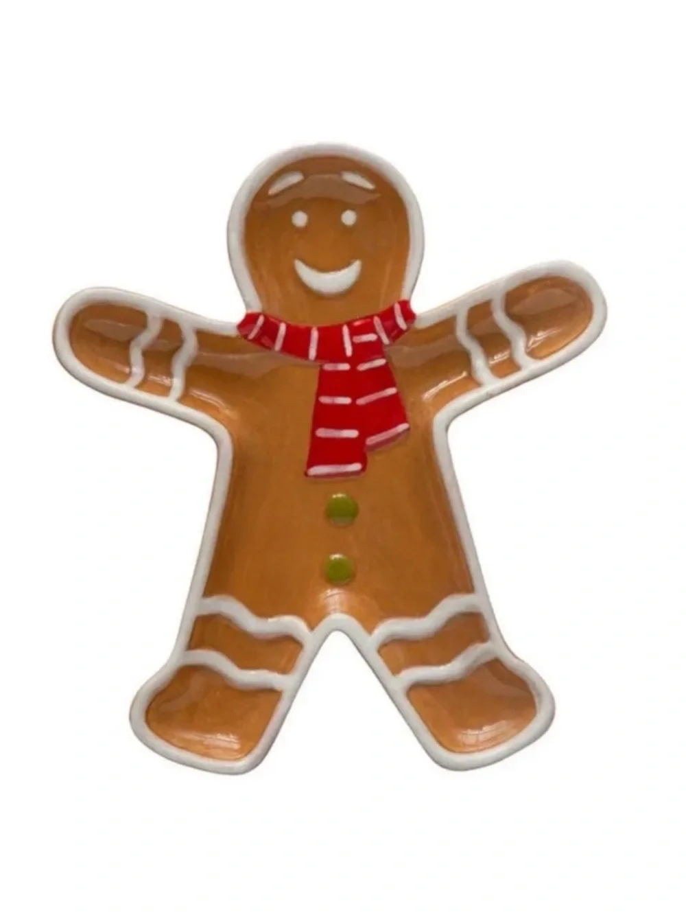 Creative Co-Op Small Ceramic Festive Gingerbread Man Platter Holiday Decor